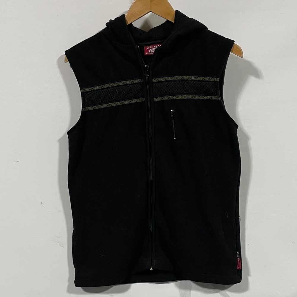 Vintage Zero Gravity Men's Black Sleeveless Hooded Fleece Vest
